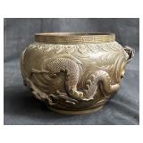 Signed Asian bronze dragon vase
