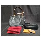 Group of designer style bags, leather wallet, b