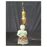 Antique carved jade elephant table lamp on