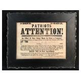 Antique Civil War recruitment poster,