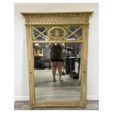 Vintage ornate hand painted wood framed mirror