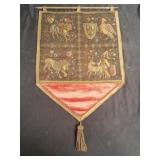 Vintage art textile with brass rod