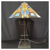 Tiffany jewel tone mission style table lamp
