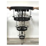 Black steel 35 wine bottle chandelier-hard wired
