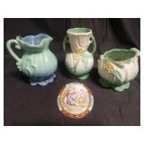 Group of pottery roba vase, pot, pitcher, box lot.