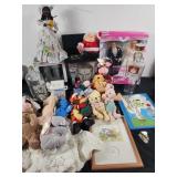 Vintage items: Disney plush, Barbie, World Trade