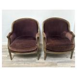 Pair of French 19th century style Bergere velvet