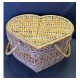 Vintage heart shaped wicker picnic basket
