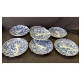 7 Asian blue & white ceramic plates