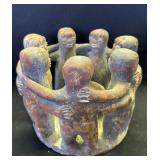 Vintage circle of friends pottery sculpture
