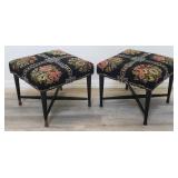 Pair of vintage needlepoint floral stools