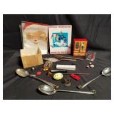 Box of miscellaneous, silverplated utensils,