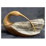 Signed Kevin Morin carved wood shore bird