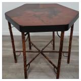 Vintage lacquered wood top table on bamboo base