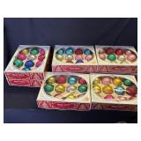 Large group of vintage Christmas ornaments in box