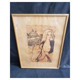 Pencil signed and numbered print in frame