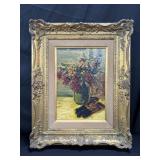 Vintage framed oil on canvas still life
