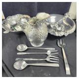 Vintage aluminum pitcher serving utensils & bowls