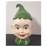 Vintage Mrs Barr pixie elf hand-painted cookie jar