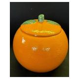 Vintage orange ceramic cookie jar
