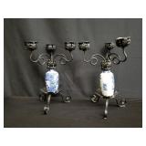 Pair of porcelain candelabras