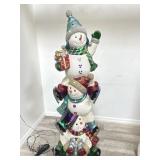 5 Foot lighted Christmas stacked snowman statue