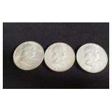 3 Franklin half dollars 1960 & 1963