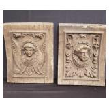 Pair of carved wood wall hanging ornaments