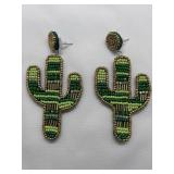 Beaded cactus earrings