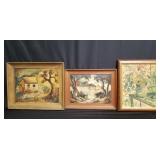 Group of 3 framed oil on canvas