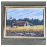 VTG framed signed Linda Lee oil painting on canvas