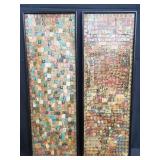 Pair of framed vintage stamp collage art