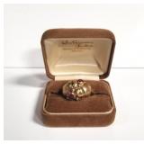 14kt gold beetle ring with ruby stones