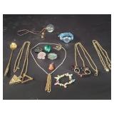Group of costume jewelry - necklaces, stone