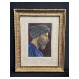 Signed, framed gouache on paper