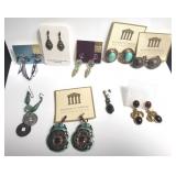 Group of sterling silver earrings