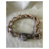 Vintage iron bike chain lock with key