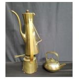 Box of Peggy Page brass and copper kettles