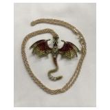 Gold tone dragon necklace
