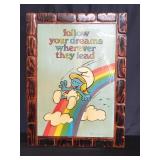 Vintage The Smurfs Smurfette wall hanging wood