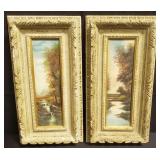 Pair of signed oil on board paintings