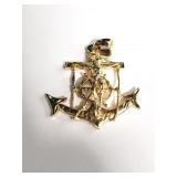 14kt gold anchor cross pendant