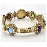 22K 14K gold Coin and semi precious stone Bracelet