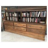 Antique oak store display or bookcase breakfront