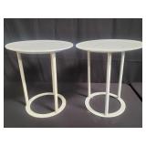 Pair of mid century modern marble top iron base