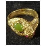 10 kt gold ring with colored stones