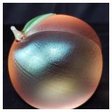 Signed peach glass paperweight