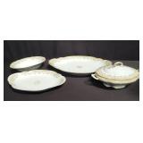 Group of Limoge platter, Tureen, center bowl,