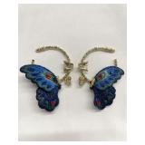 Embroidered butterfly earrings