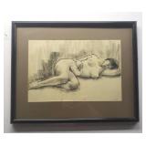 Original signed charcoal of nude woman